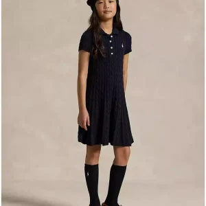 Big Girls Cable-Knit Cotton Polo Sweater Dress