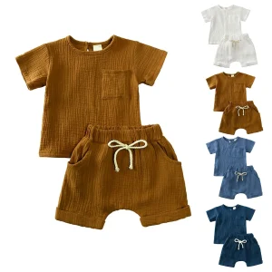 Cotton Linen Kids Clothes Girls Outfit Summer Boy Clothing Sets
